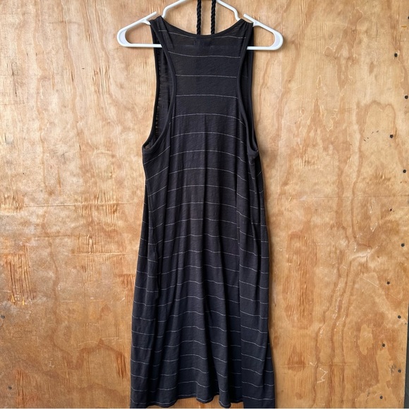 ATM Anthony Thomas Melillo Slub Jersey Striped Midi Tank Dress Black Gray - Picture 3 of 10